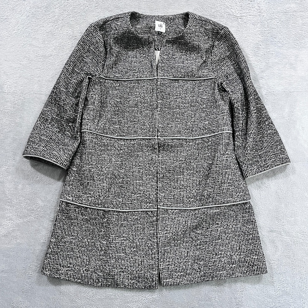 Cabi Jacket‎ Small Gray 3/4 Sleeve Pockets Hook & Eye Cardigan Coat